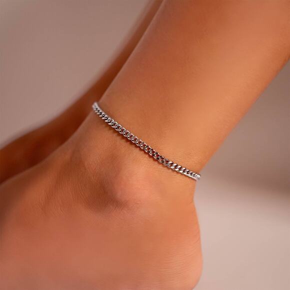 Stainless Steel Diamond Cut Curb Chain Bracelet or Anklet - Picture 10 of 12